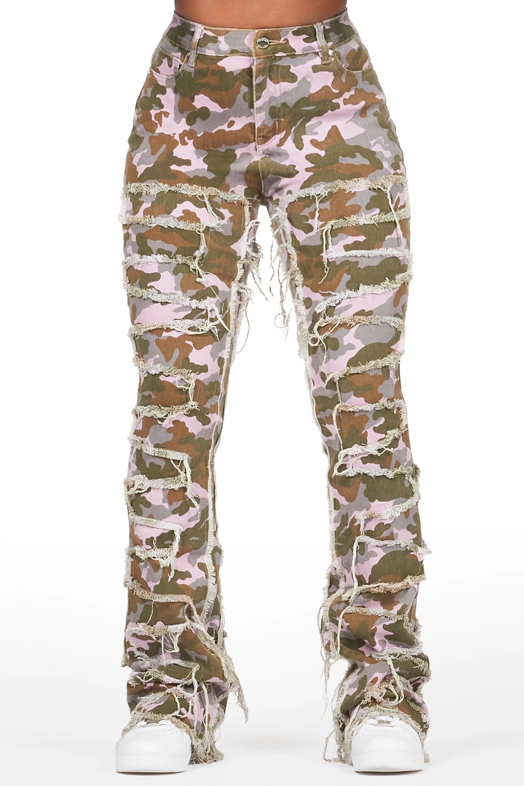Zariyah Purple Camo Stacked Flare Jean Female Product Image