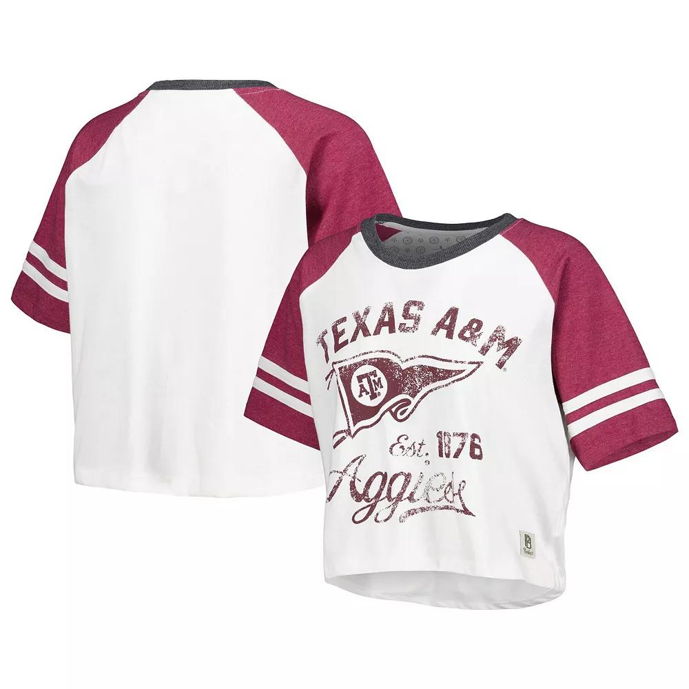 Women's Pressbox White Texas A&M Aggies Melange Beaumont Cropped Raglan T-Shirt, Size: XL Product Image