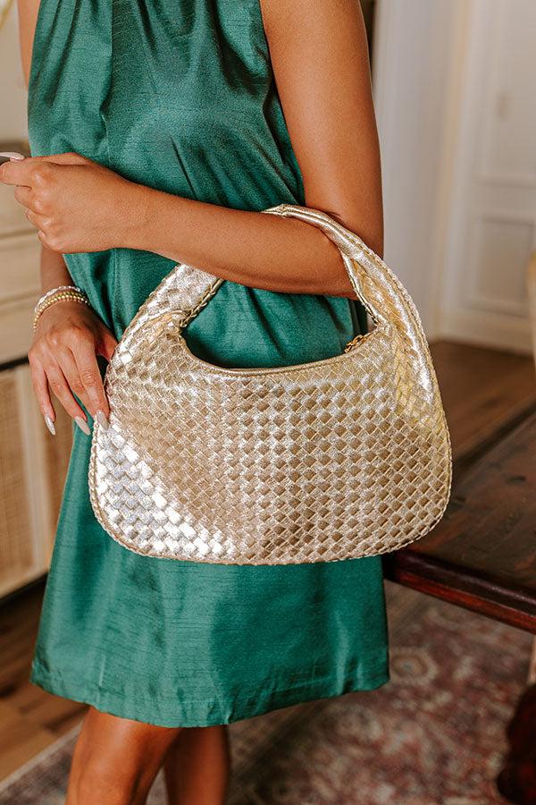 Shine Bright Woven Metallic Purse in Gold Product Image