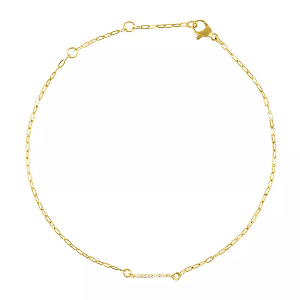 Adornia Gold Tone Cubic Zirconia Pave Sideways Initial Anklet, Womens Gold Tone I Product Image