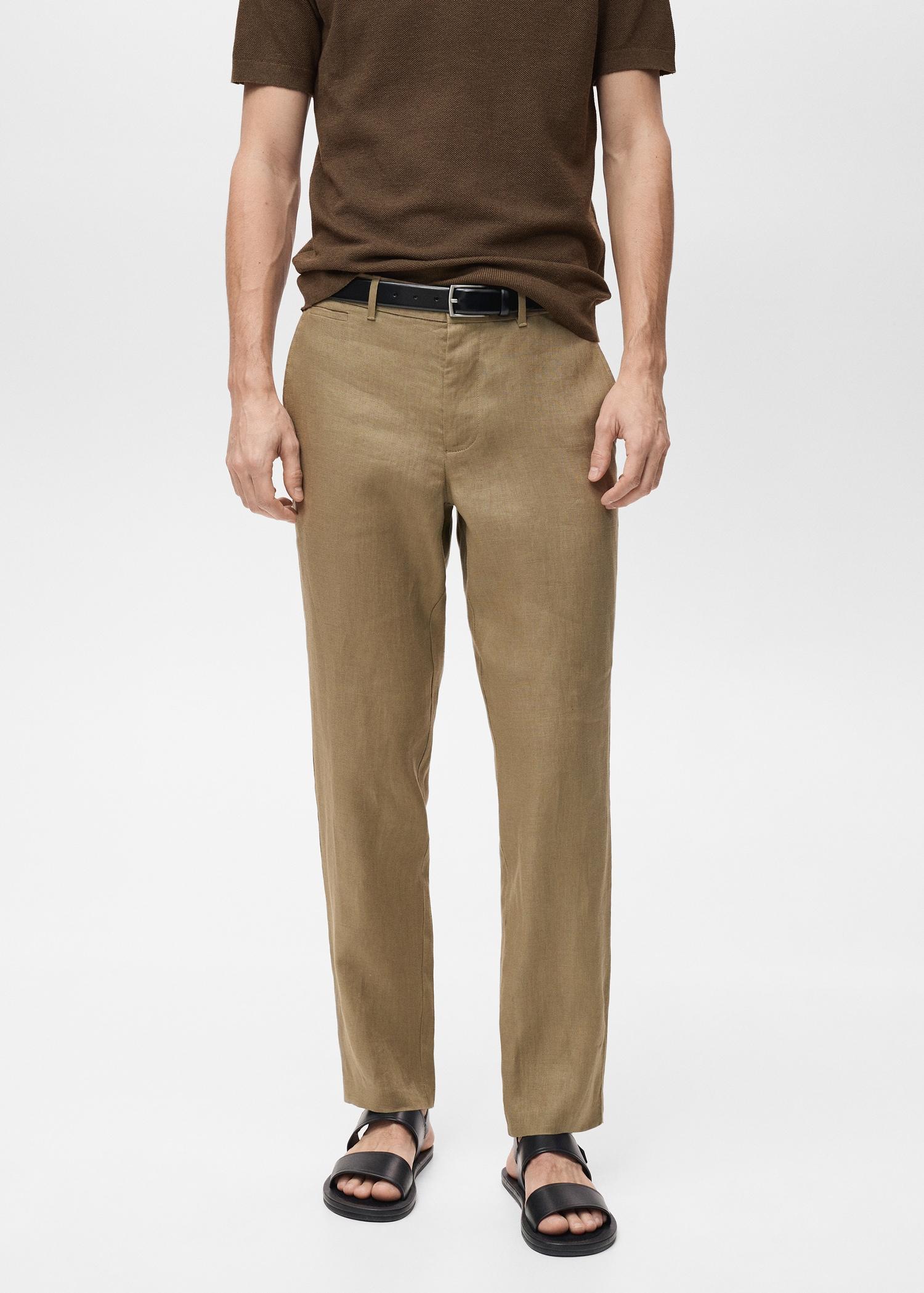 Slim-fit 100% linen pants - Men | MANGO USA Product Image