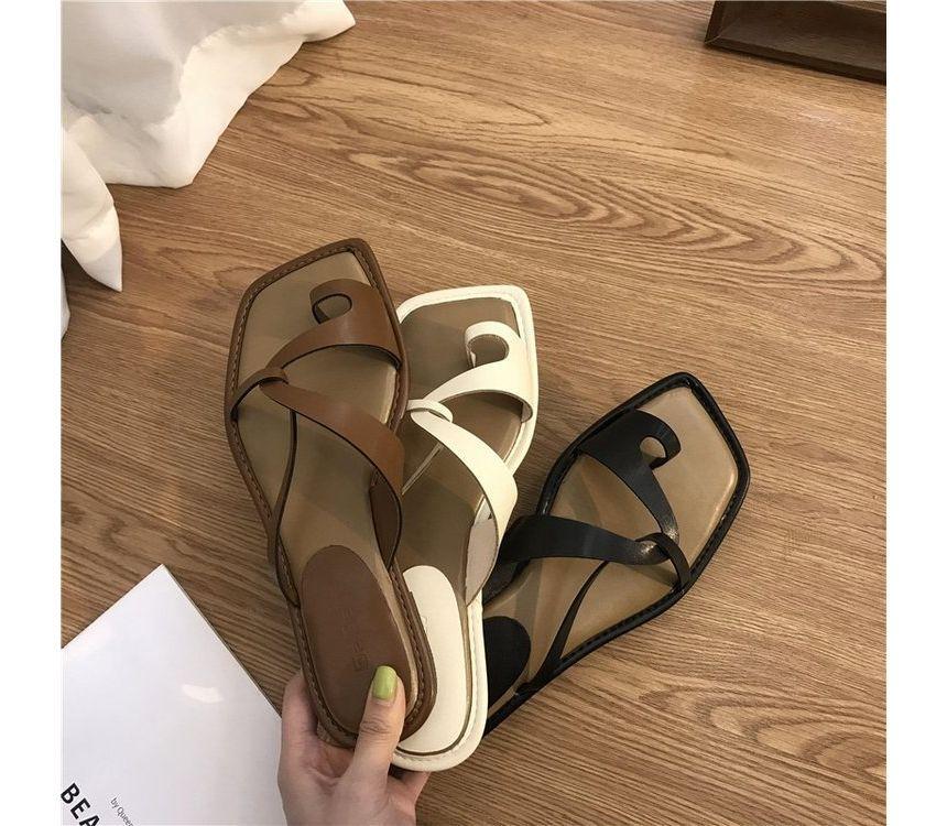Square-Toe Toe-Loop Slide Sandals Product Image