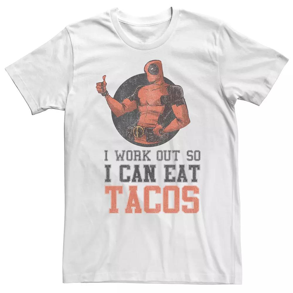 Big & Tall Marvel Deadpool "I Work Out So I Can Eat Tacos" Tee, Men's,  Product Image