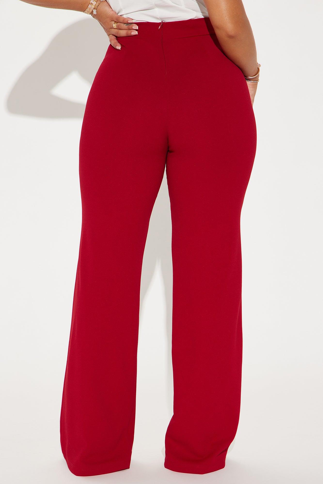 Call It Even Wide Leg Dress Pants - Red Product Image
