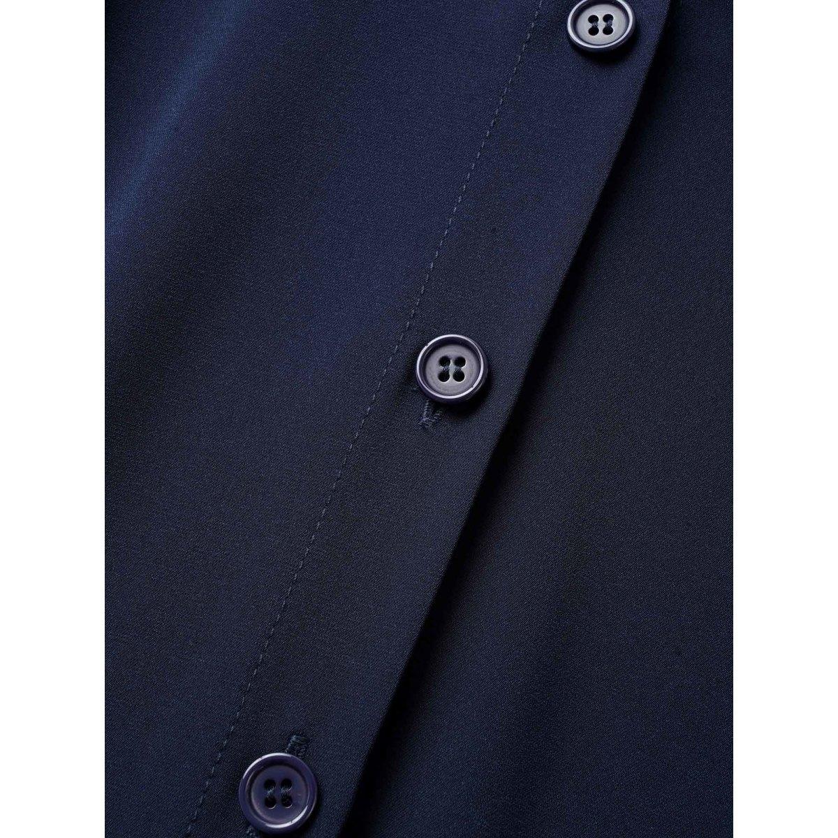 Plus Size Plain Pleated Button Through Cap Sleeve Dress Indigo Women At the Office Gathered Shirt collar Cap Sleeve Curvy Midi Dress BloomChic 10/M Product Image