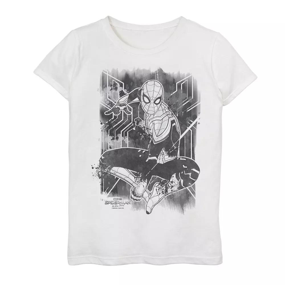 Girls 7-16 Marvel Spider-Man No Way Home Spider-Man Inked Poster Tee, Girl's, Size: Small, White Product Image