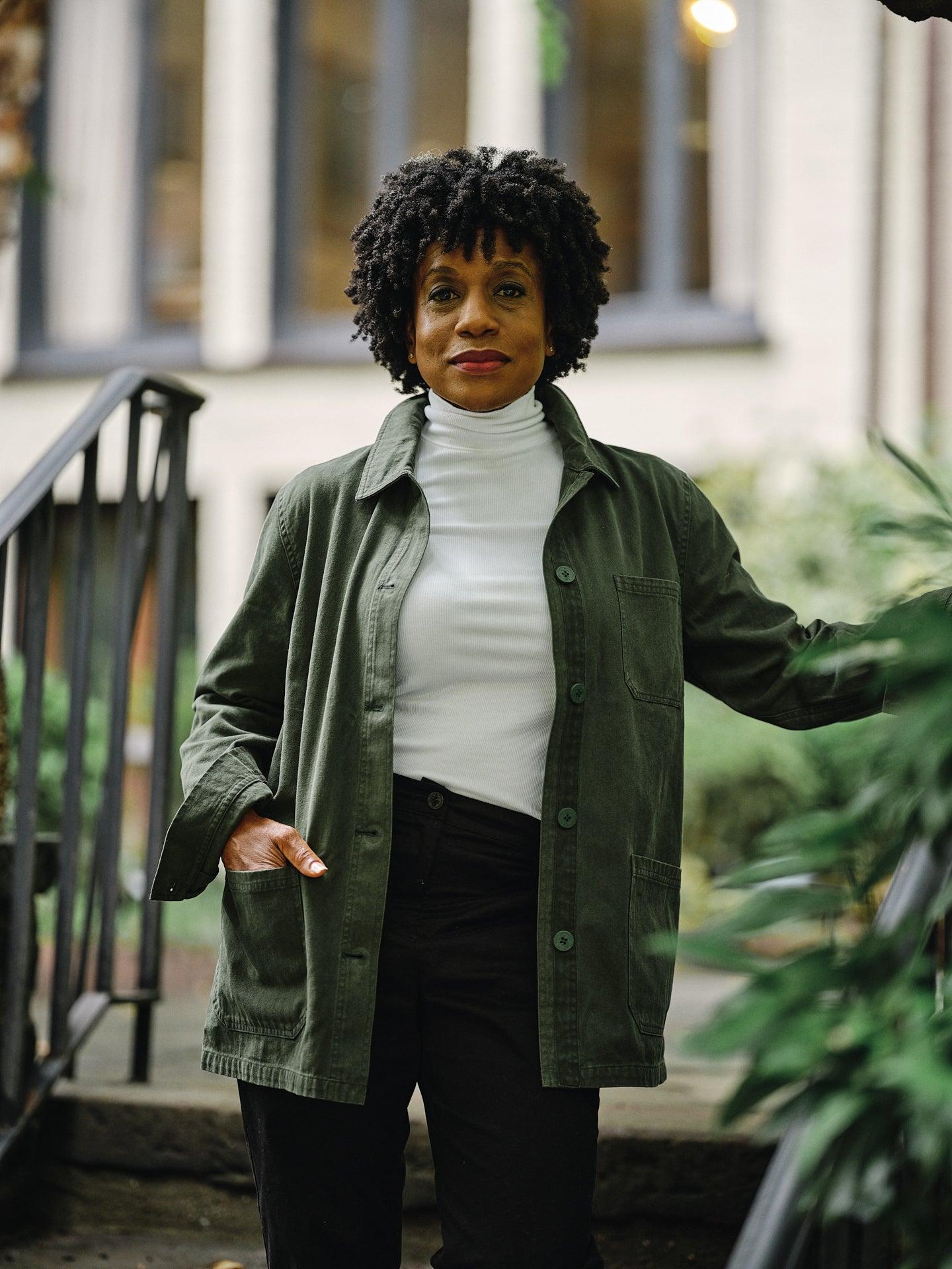 Women’s French Workman’s Jacket in Parks Department Green Herringbone Product Image