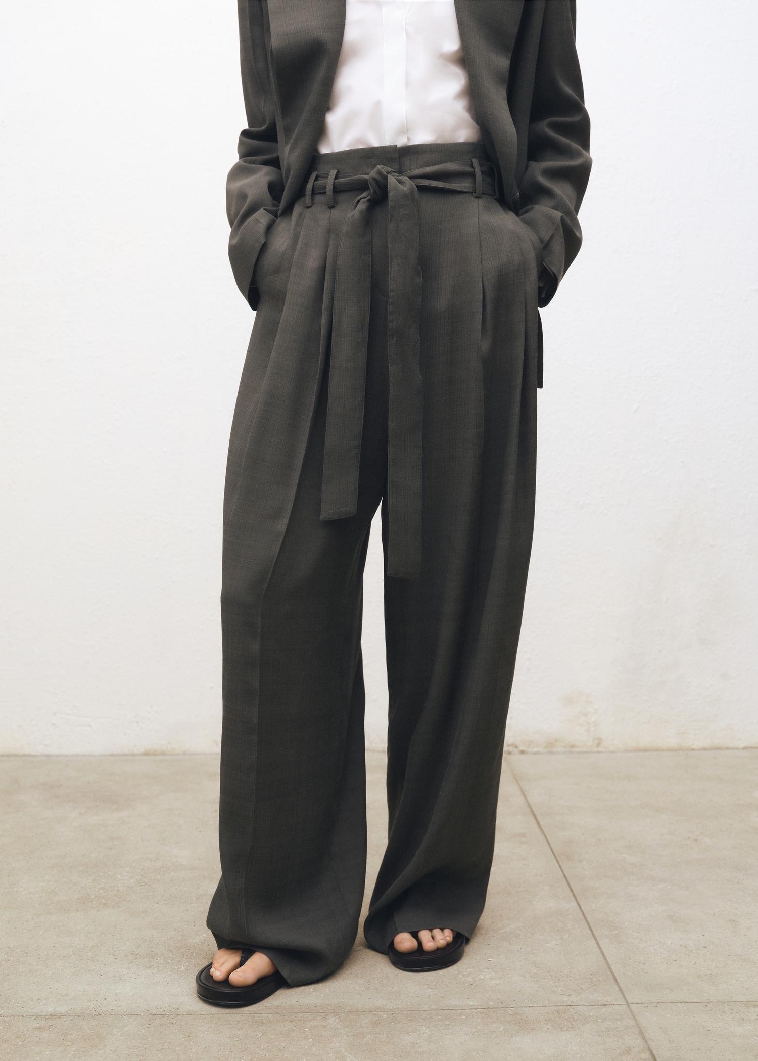 Suit pants with belt clips - Women | MANGO USA Product Image