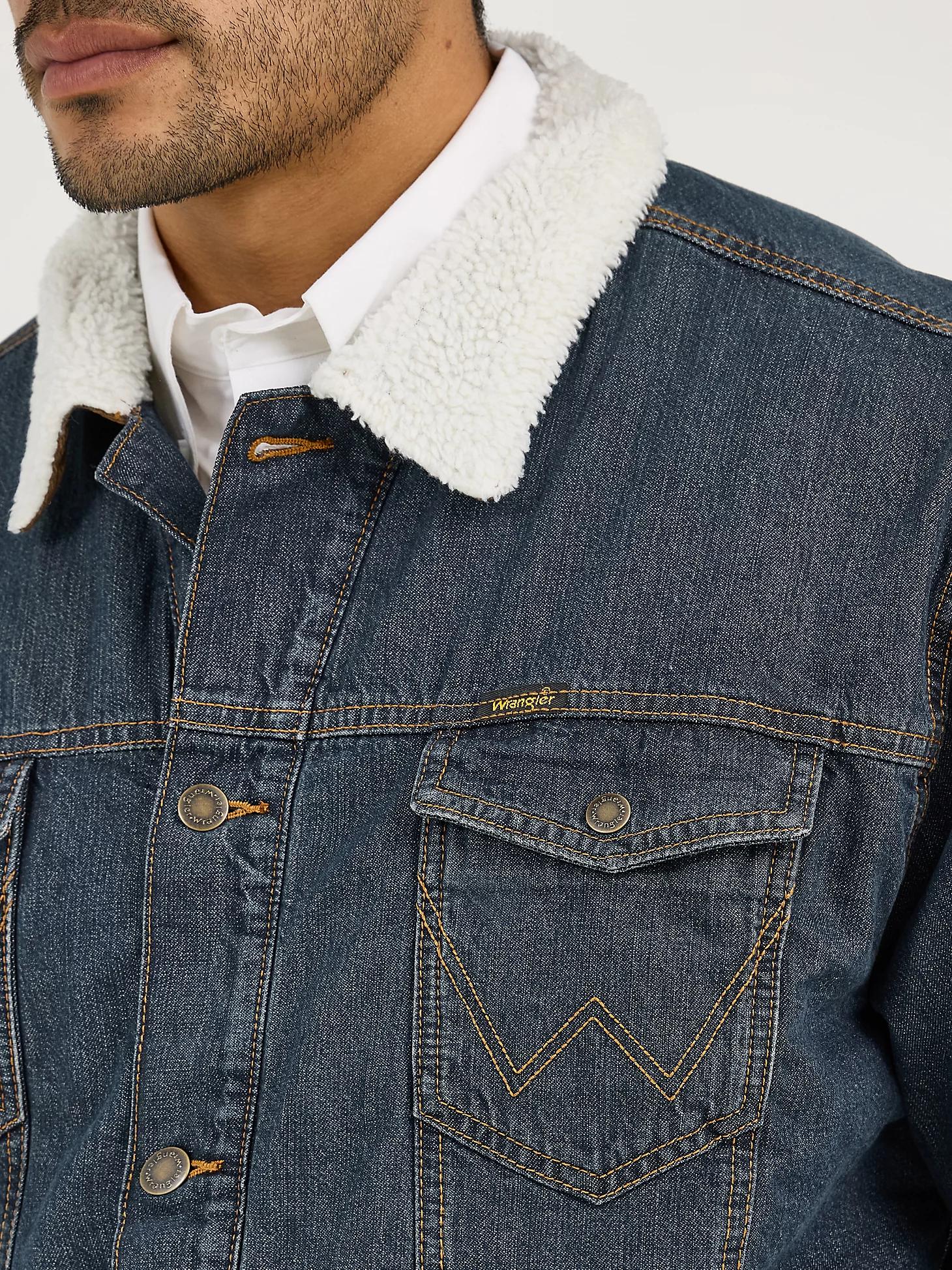 Wrangler® Western Sherpa Lined Denim Trucker Jacket | Men's JACKETS & OUTERWEAR | Wrangler® Product Image