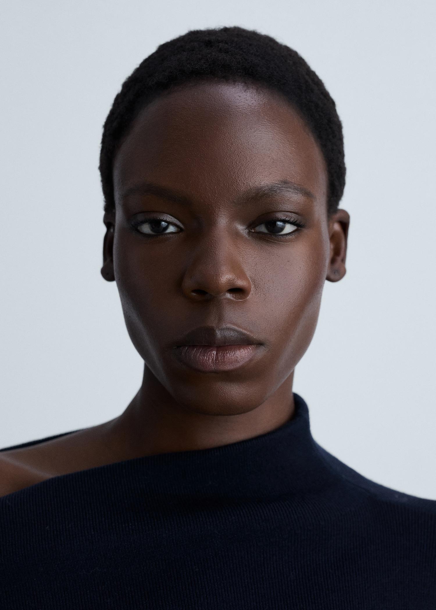 Knitted sweater with asymmetrical neck - Women | MANGO USA Product Image