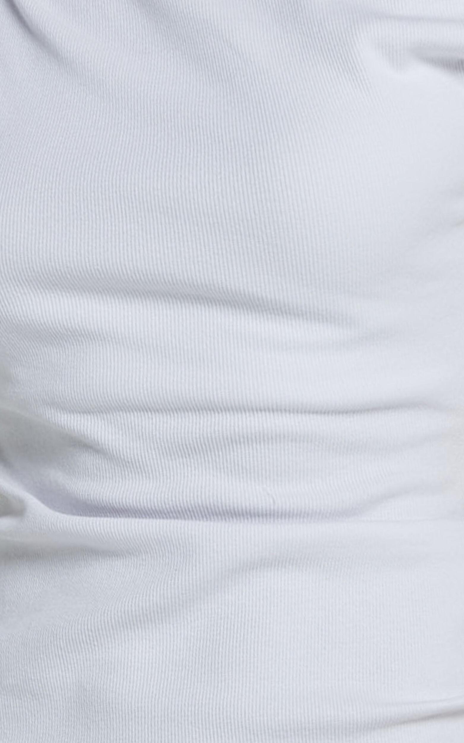 Clementine Mini Dress - Ribbed Off Shoulder Bodycon Dress in White Product Image