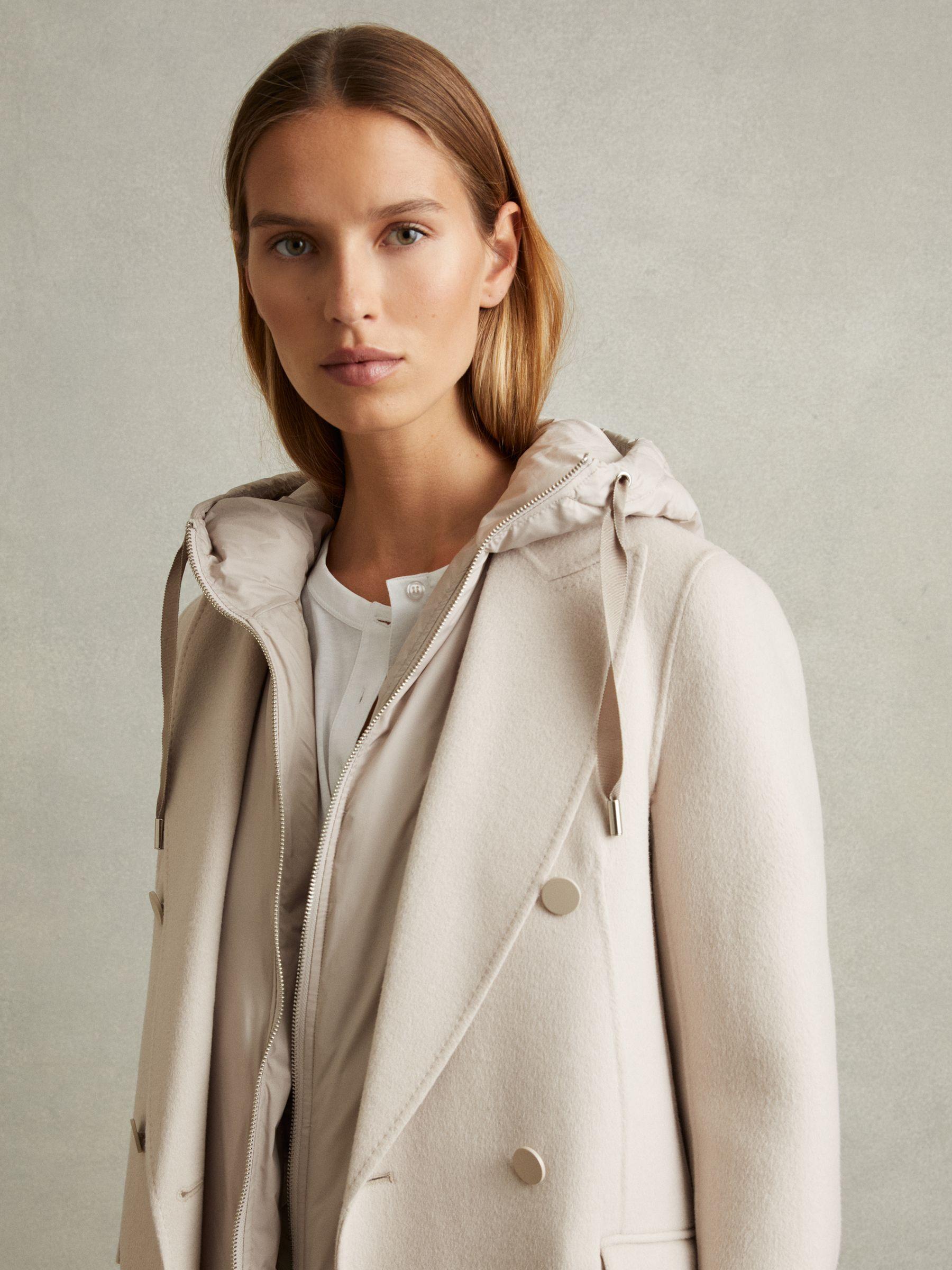 Wool-Blend Double-Breasted Blindseam Coat in Neutral Product Image