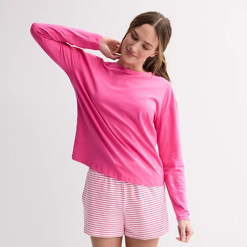 Women's Sonoma Goods For Life® Long Sleeve Sleep Tee, Size: XS, Pink Theme Product Image