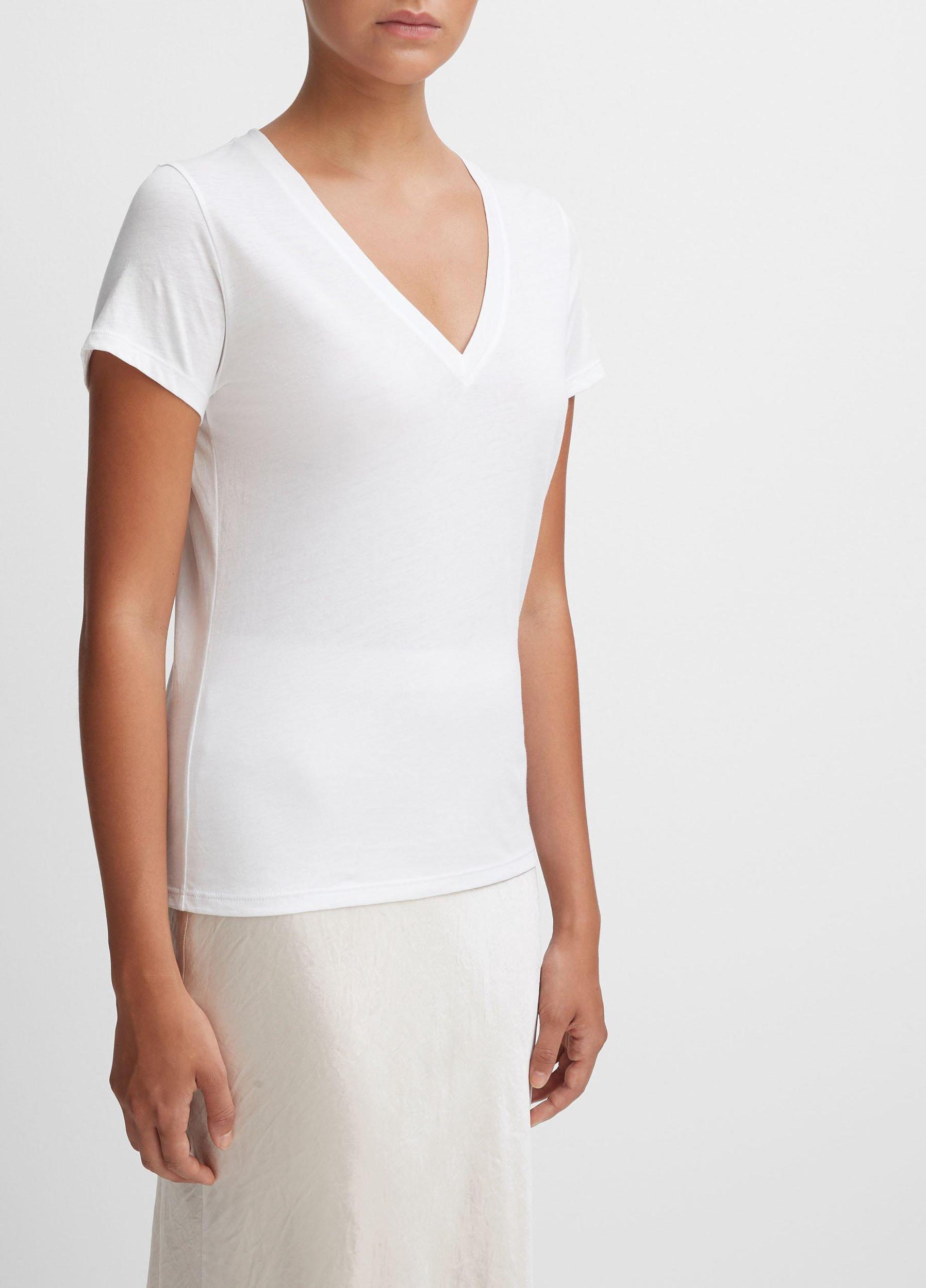 Womens Essential Pima Cotton V-Neck T-Shirt Vince Product Image
