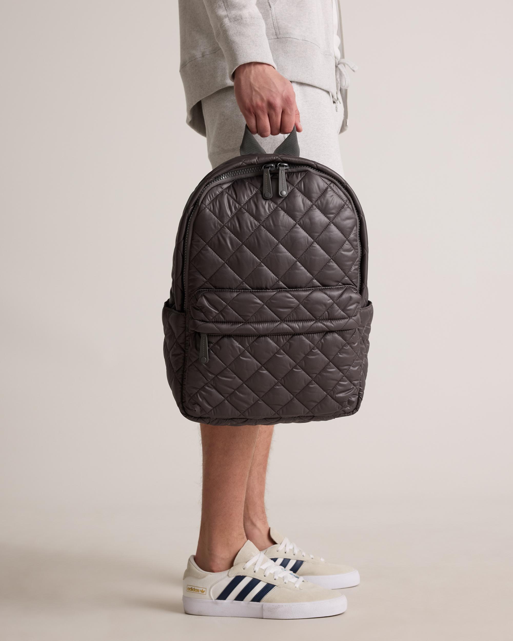 Quince | Women's Transit Quilted Commuter Backpack in Charcoal, Nylon Product Image