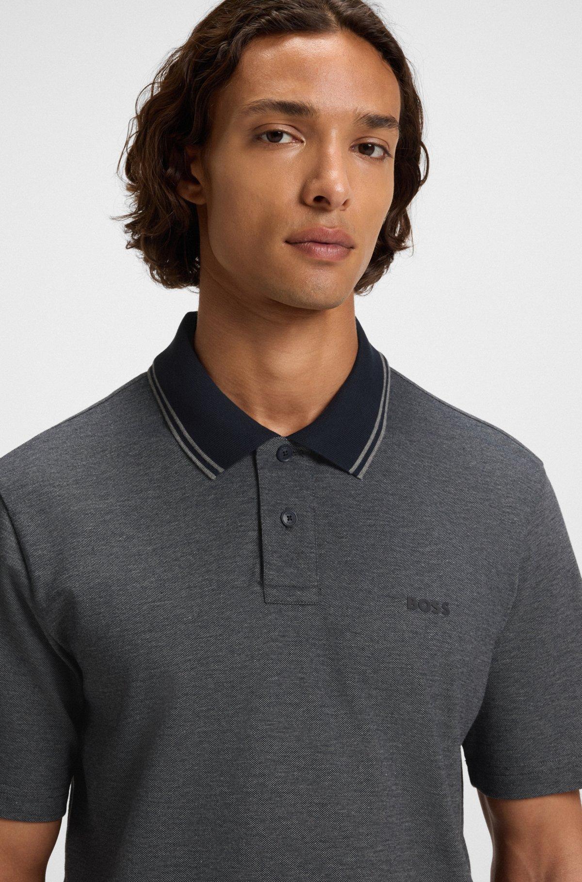 Cotton-piqué polo shirt with all-over print Product Image