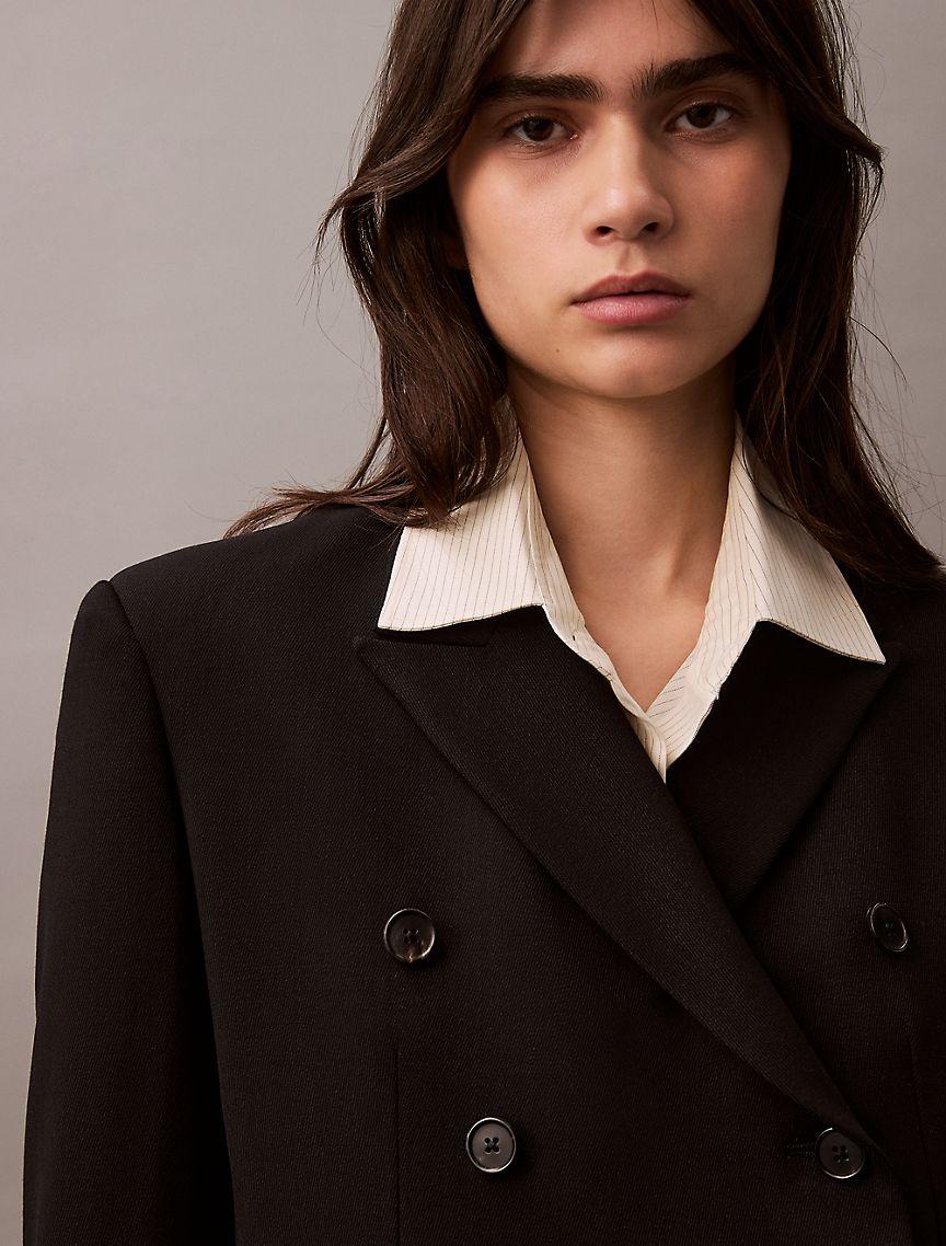 Slim Wool Gabardine Double-Breasted Blazer Product Image