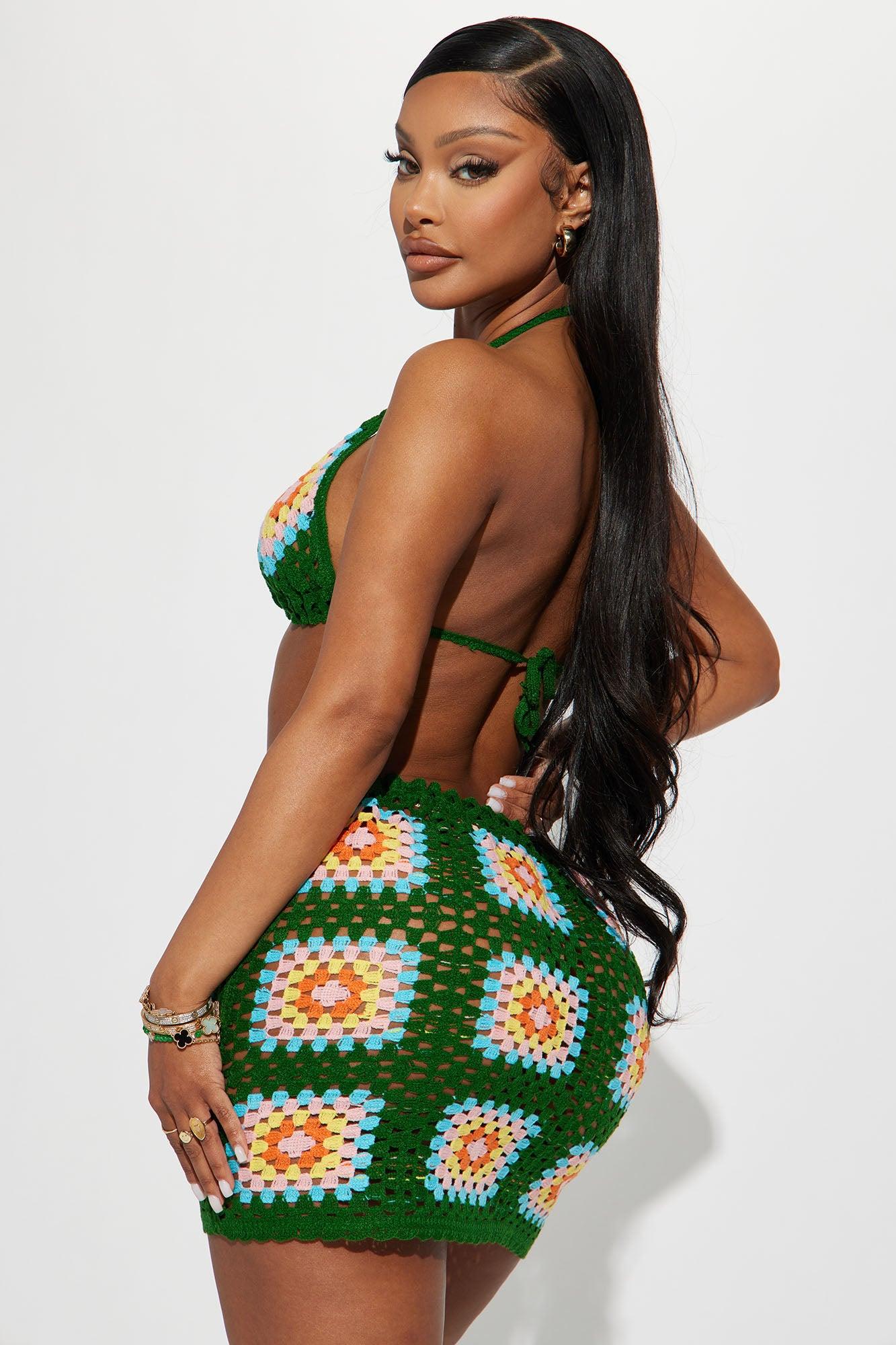 She's Amazing Crochet Skirt Set - Green/combo Product Image