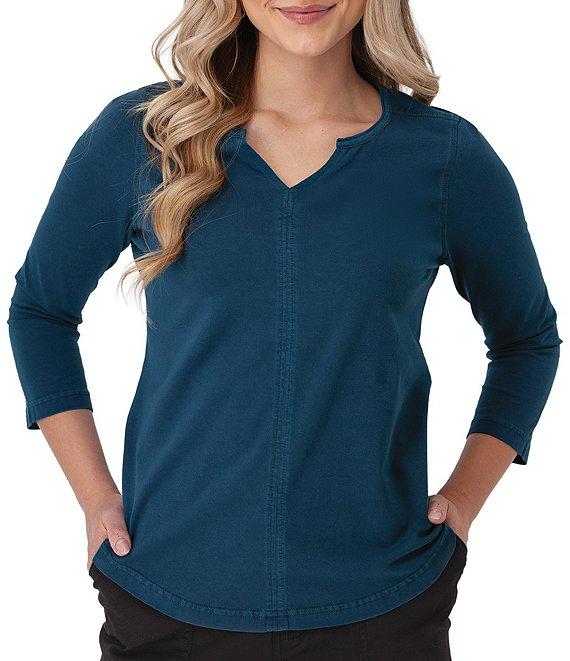 Aventura Juni Organic Cottom Blend Split Neck 3/4 Sleeve Tee Product Image