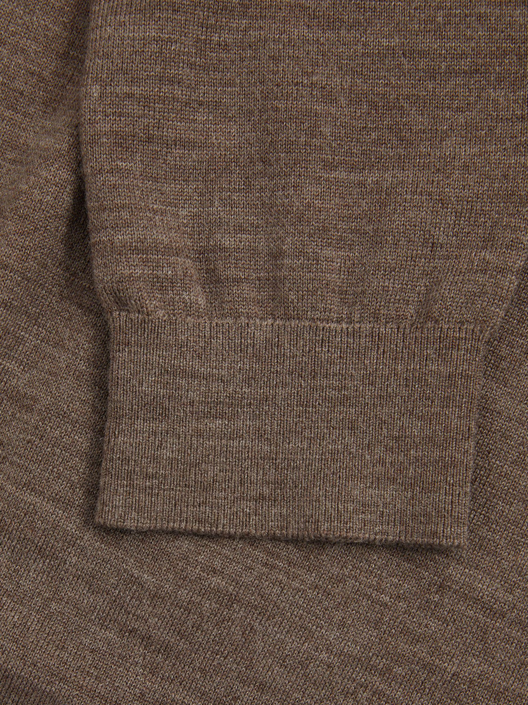Merino Wool Half-Zip Polo Shirt in Dark Brown Melange Product Image
