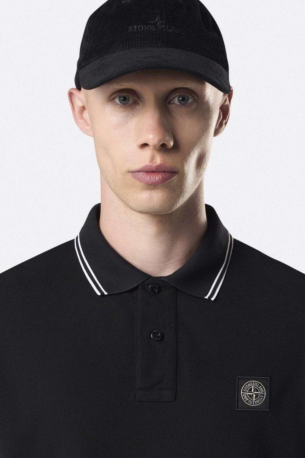 STONE ISLAND Mens Black Brand-patch Regular-fit Stretch-cotton Polo Shirt Xl Product Image