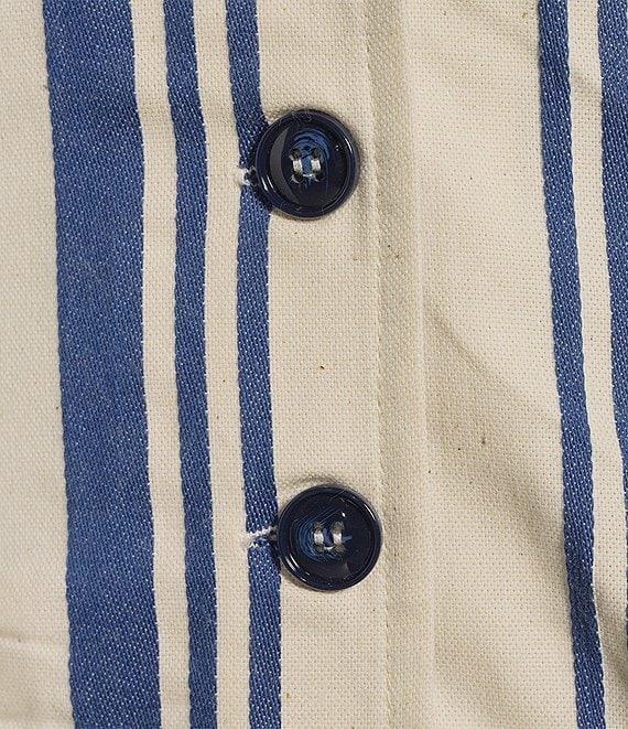 Sugarlips Coordinating Stripe Printed Halter V Neck Sleeveless Button Front Vest Top Product Image