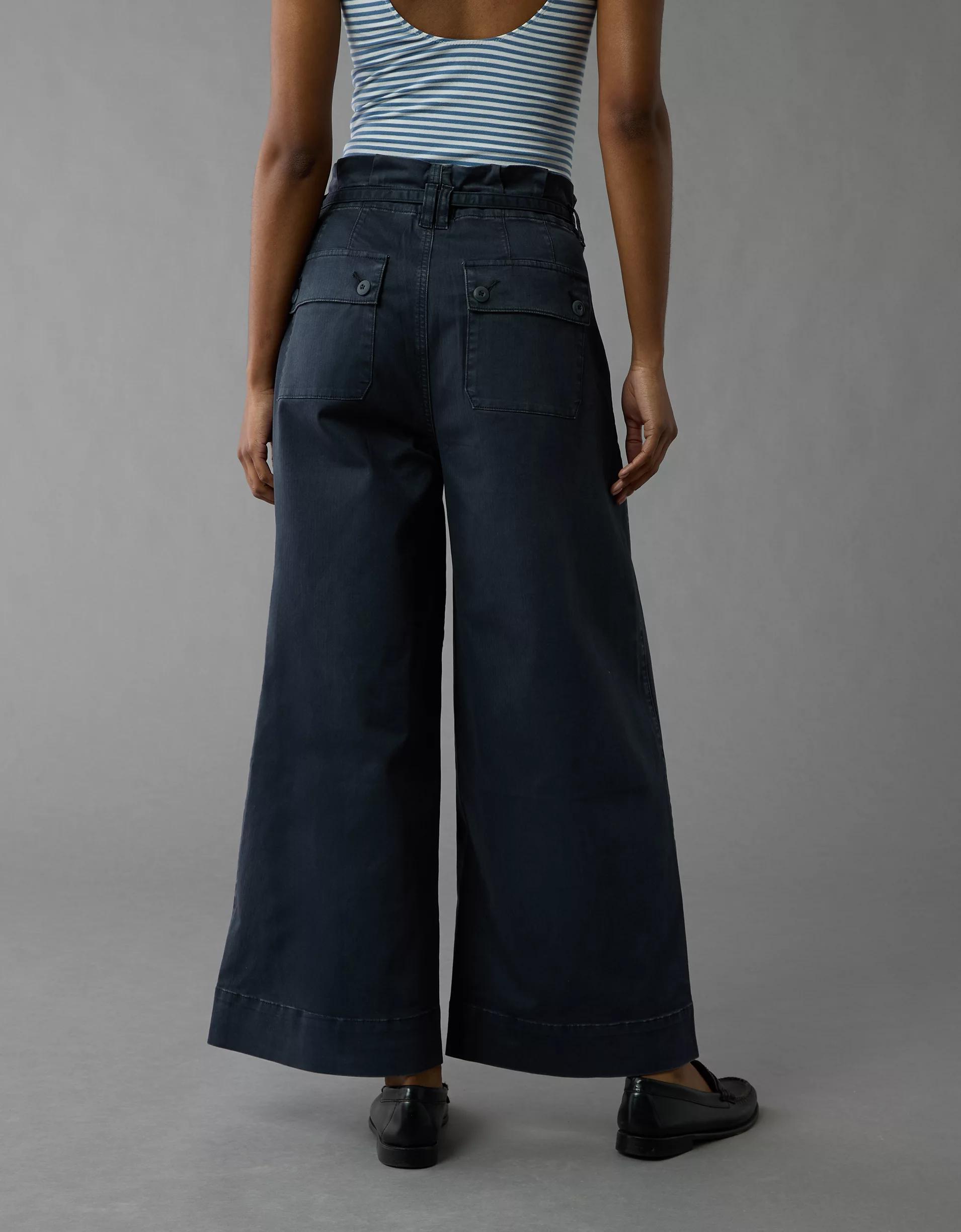 AE Stretch Paperbag Wide-Leg Crop Pant Product Image