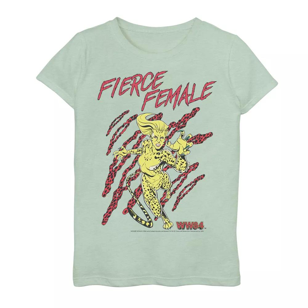 Girls 7-16 DC Comics Wonder Woman Fierce Cheetah Poster Graphic Tee, Girl's, Size: Medium, Green Product Image
