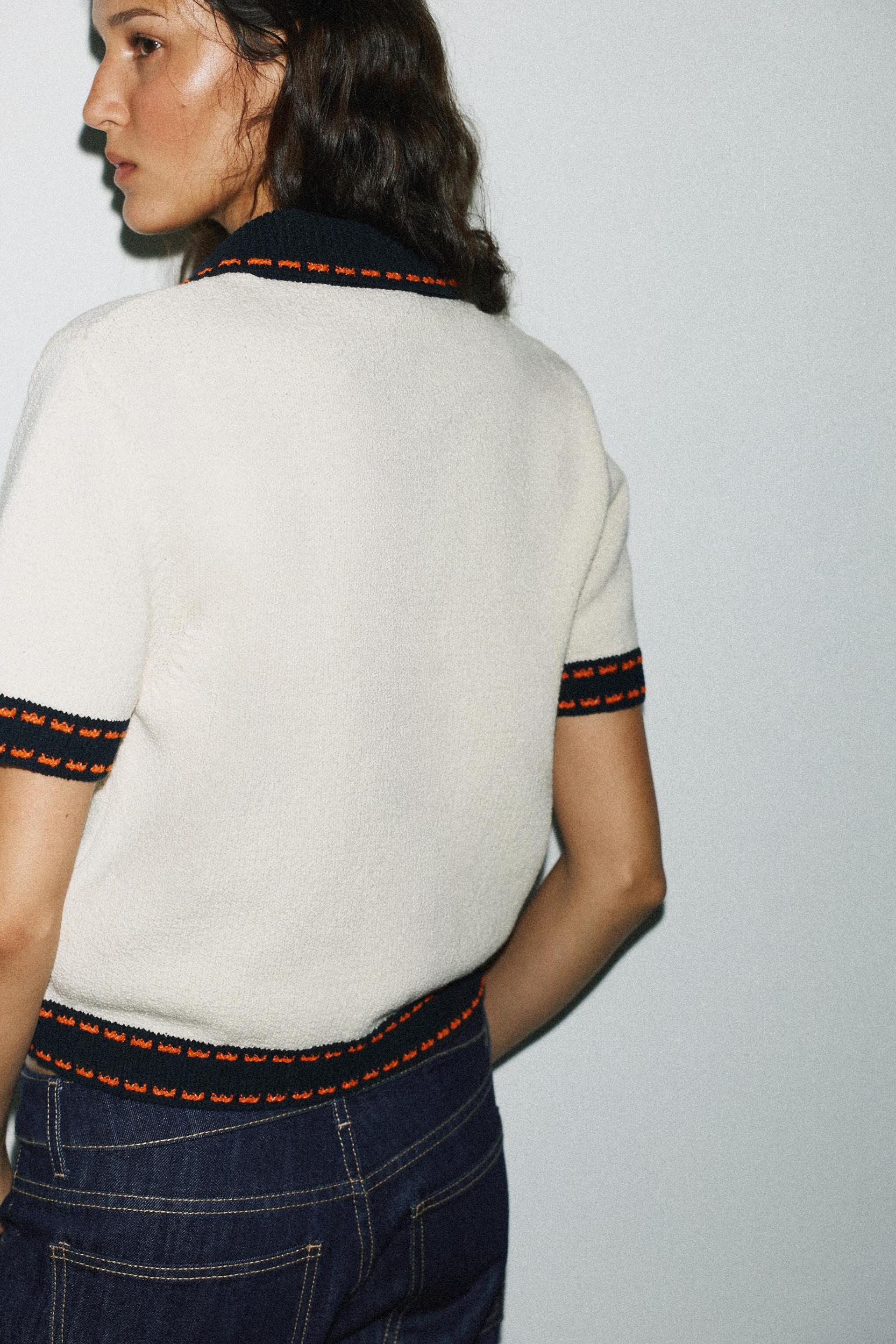 SHORT SLEEVE STITCHED KNIT CARDIGAN Product Image