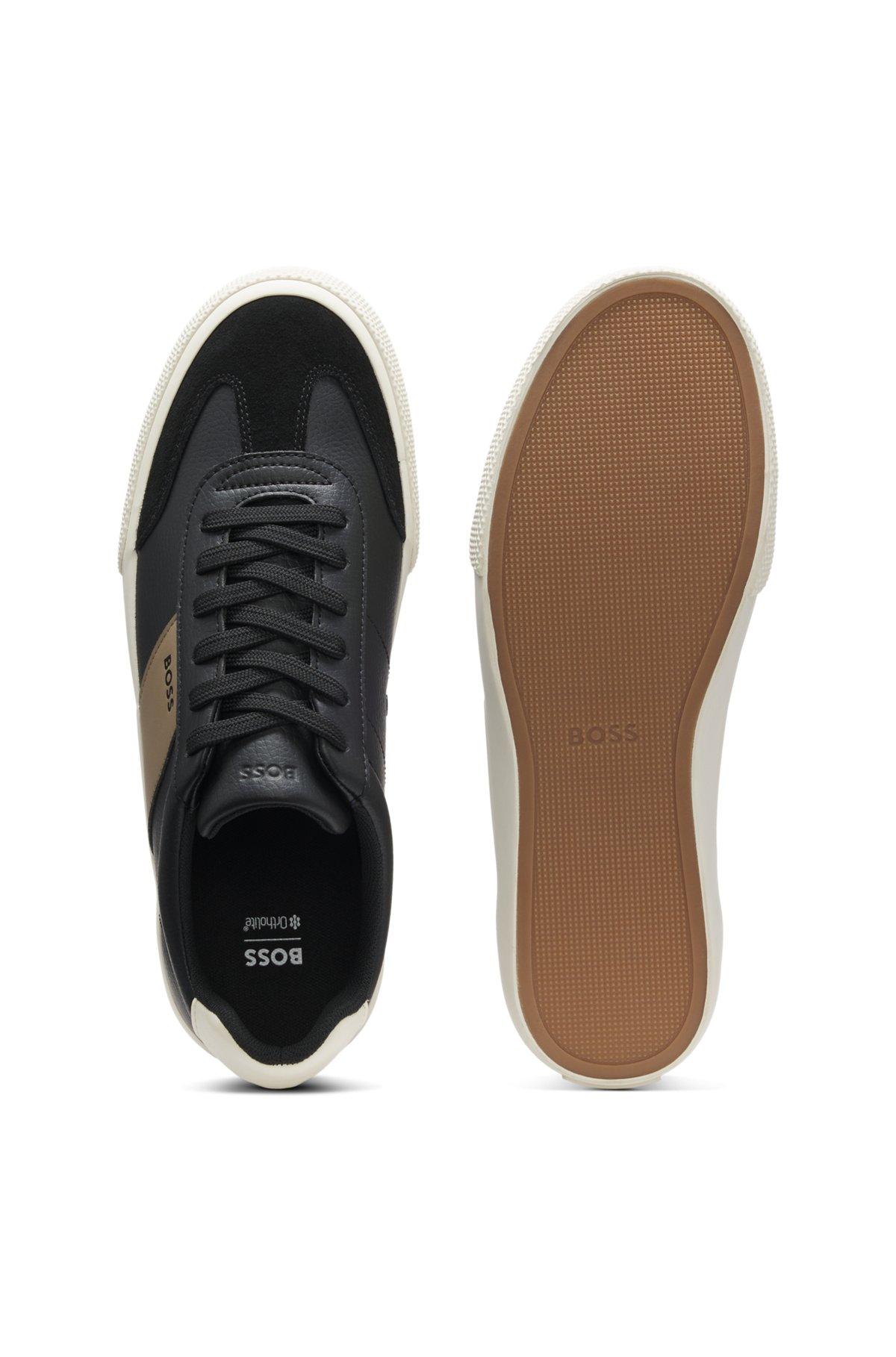 Leather-trim trainers in faux leather Product Image