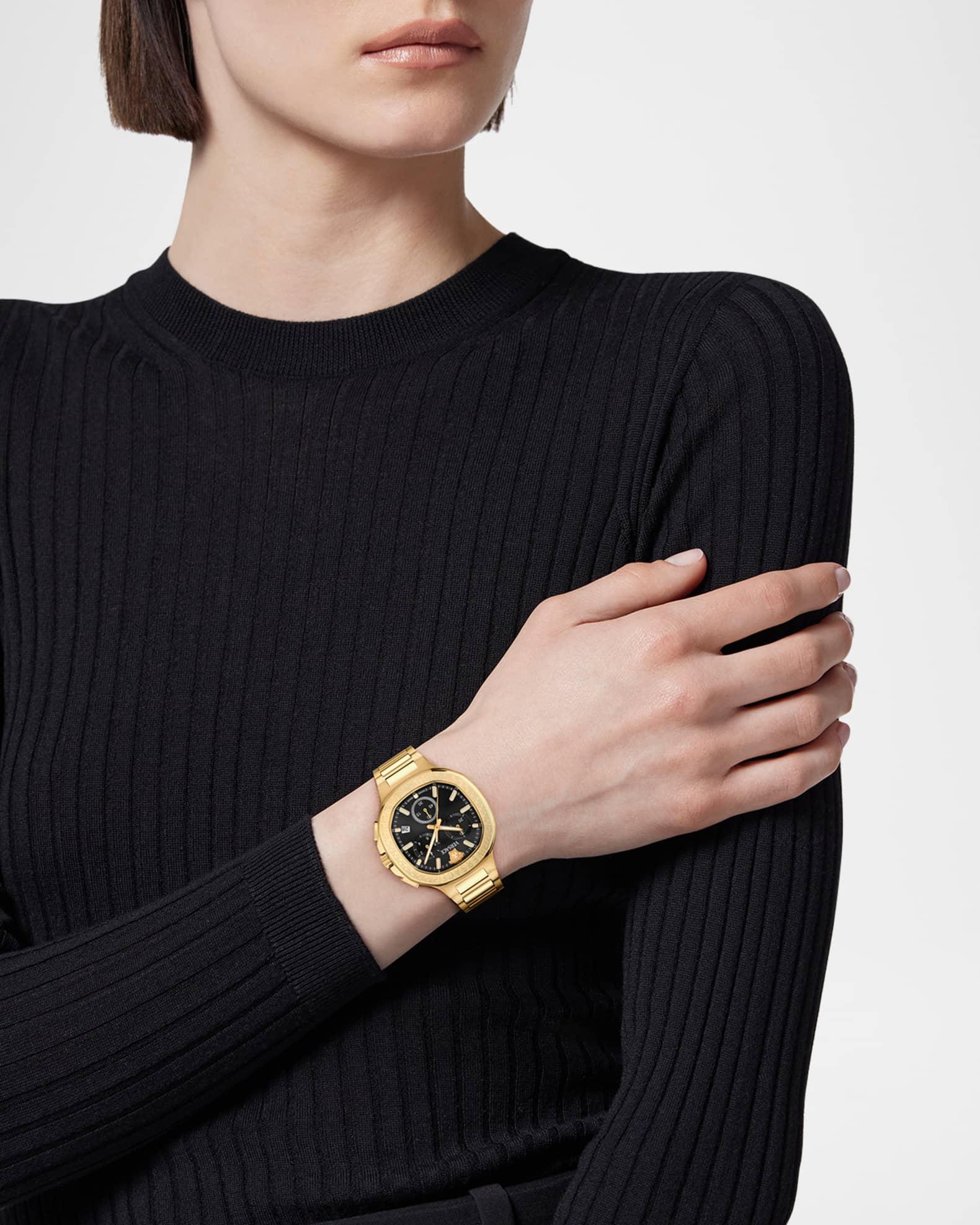 V-Chrono Square 40mm IP Yellow Gold Bracelet Watch Product Image