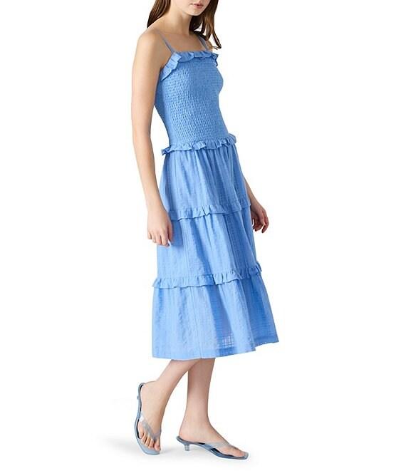 Steve Madden Nash Square Neck Sleeveless Smocked A-Line Drop Waist Midi Dress Product Image