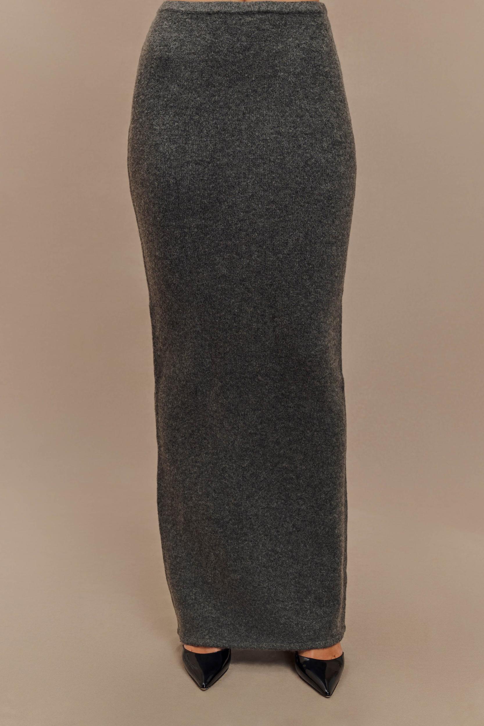 Elise Knit Maxi Skirt - Charcoal Marle Product Image