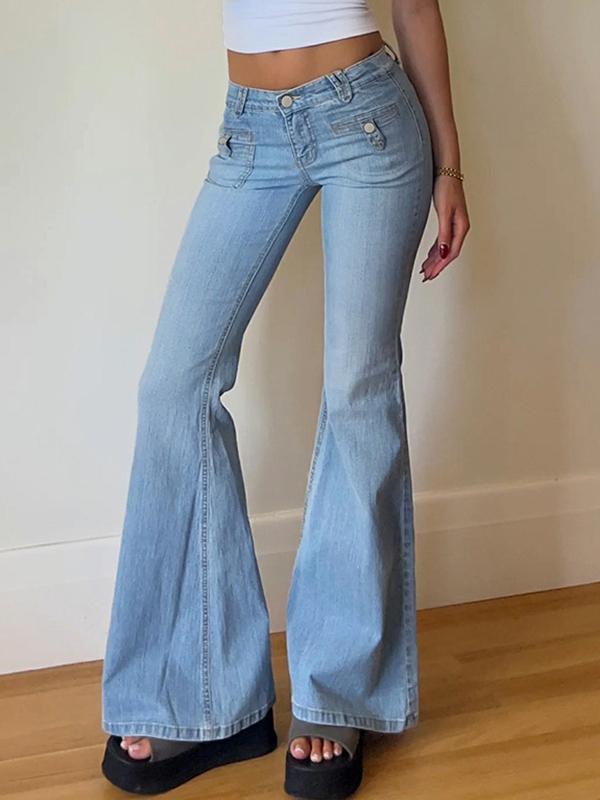 Two Side Pockets Flare Jeans Product Image