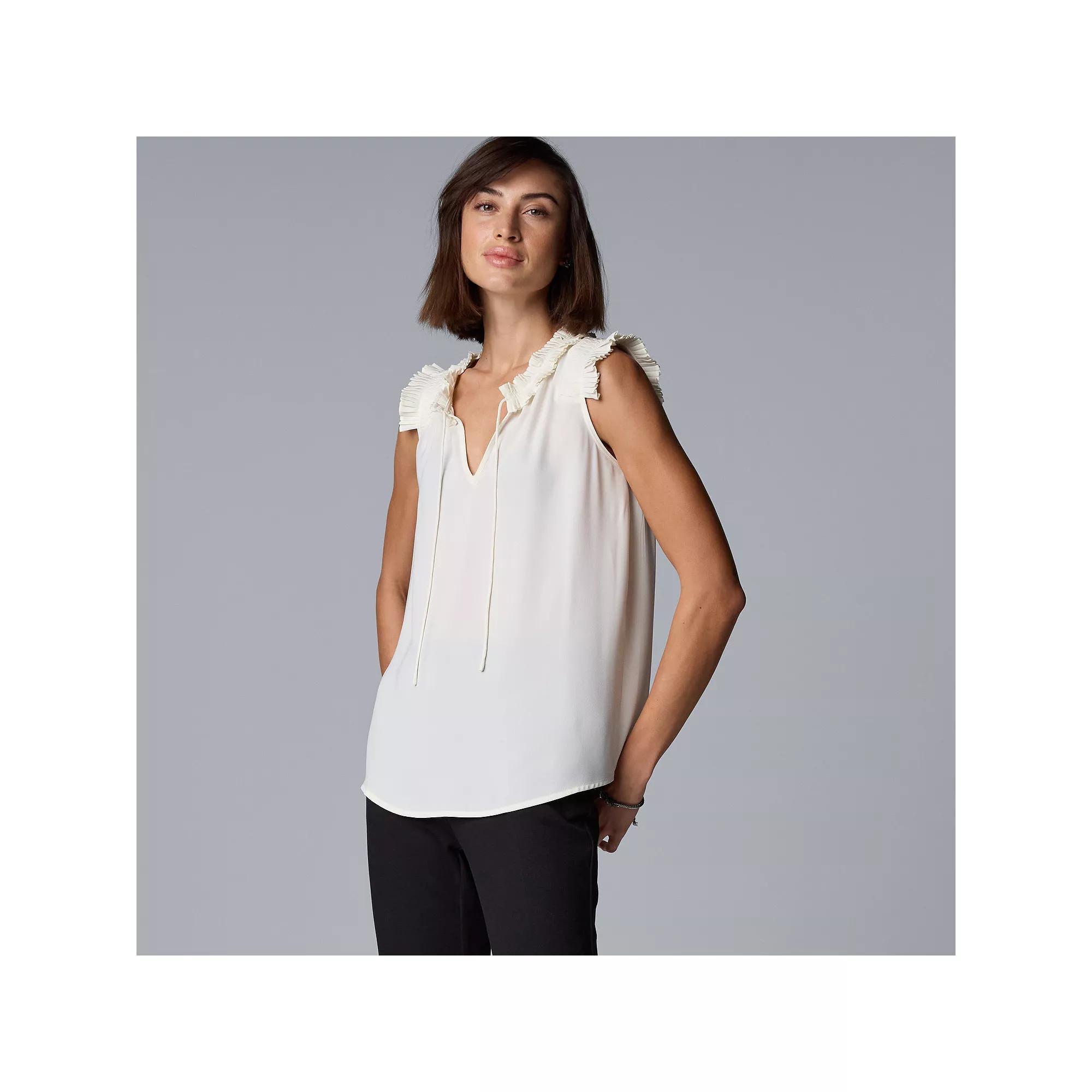 Women's Simply Vera Vera Wang Pleated Neck Top,  Product Image