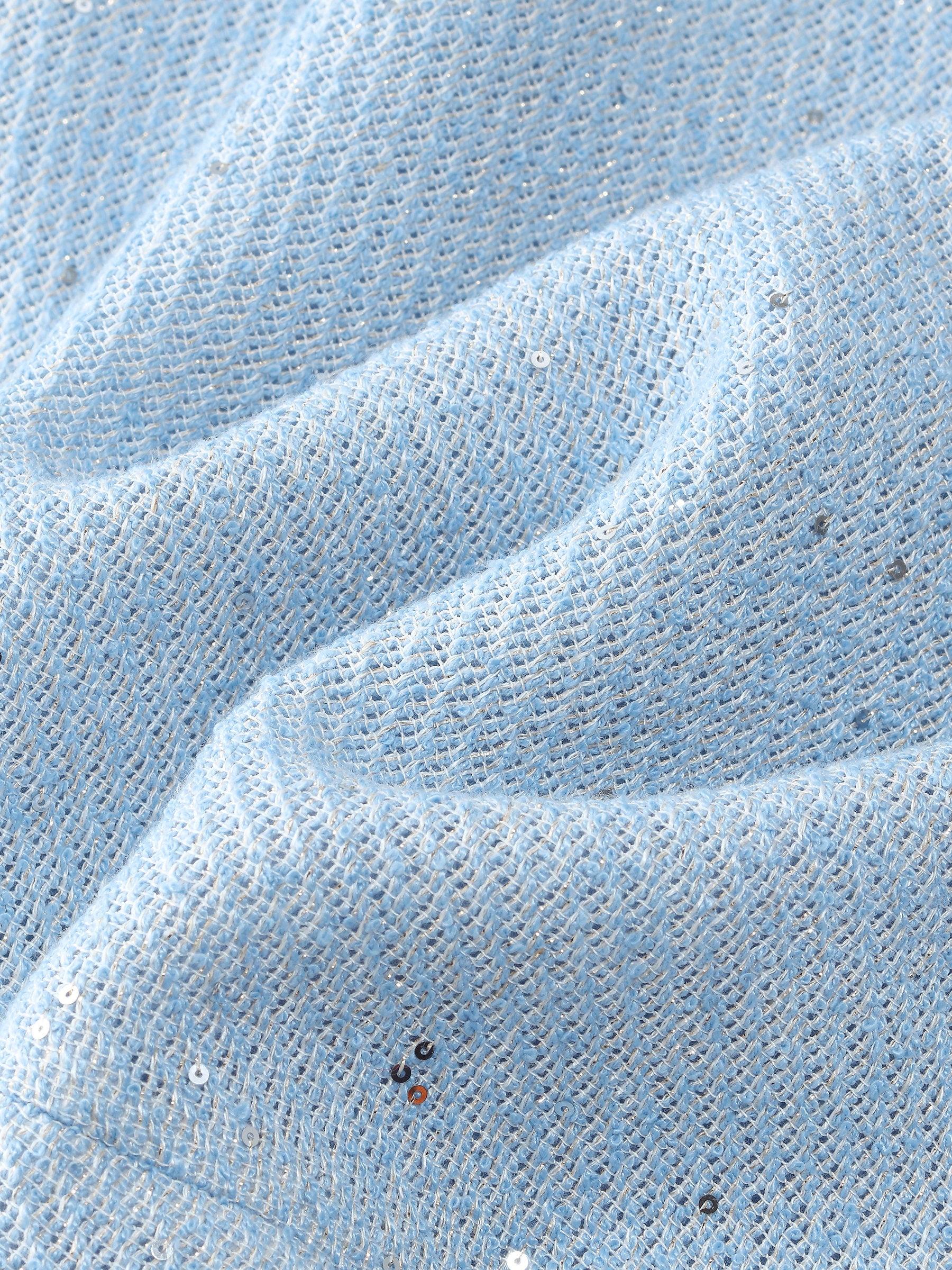 Acetate Blend Tweed Sequins Women Mini Dress Product Image