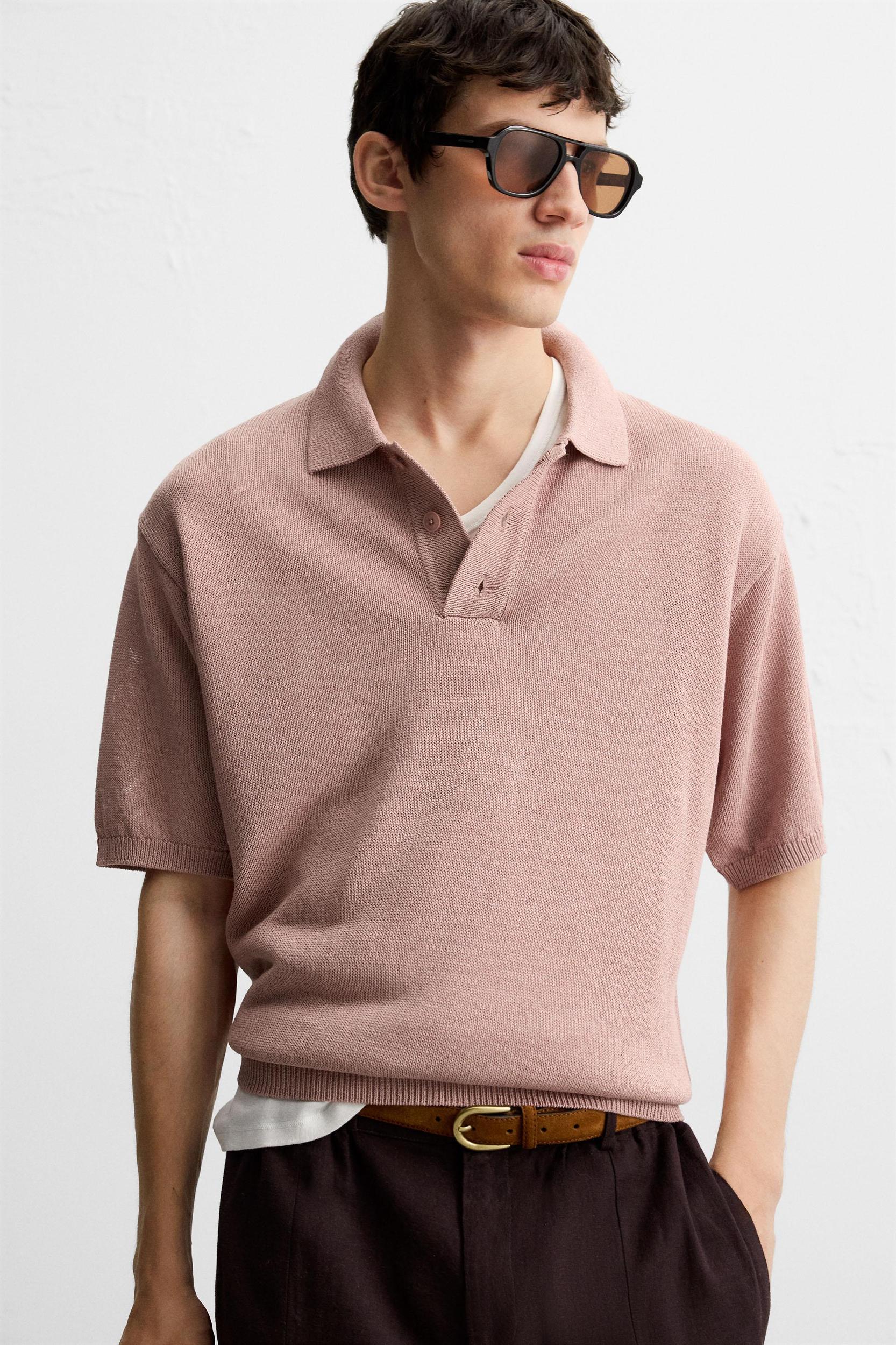 TEXTURED KNIT POLO SHIRT Product Image