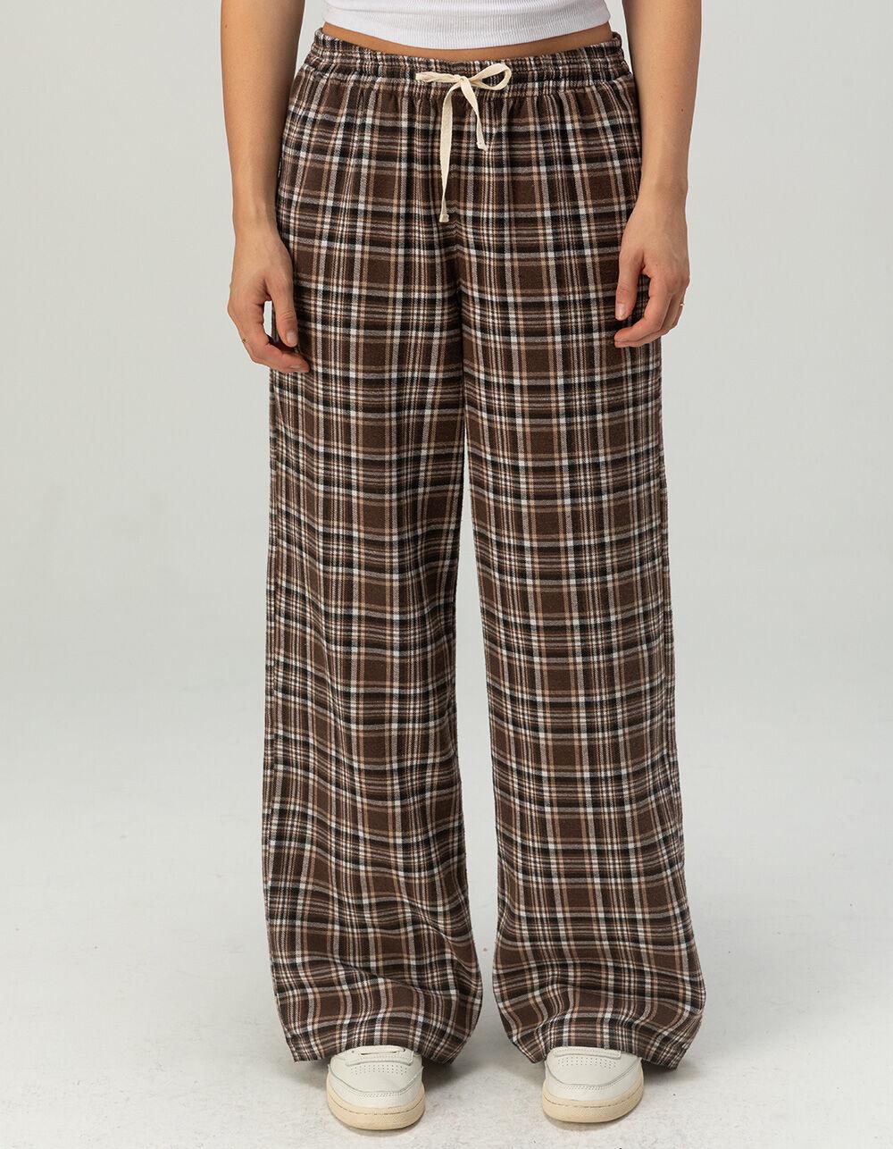 FULL TILT Plaid Flannel Womens Pajama Pants - BLUE COMBO Product Image