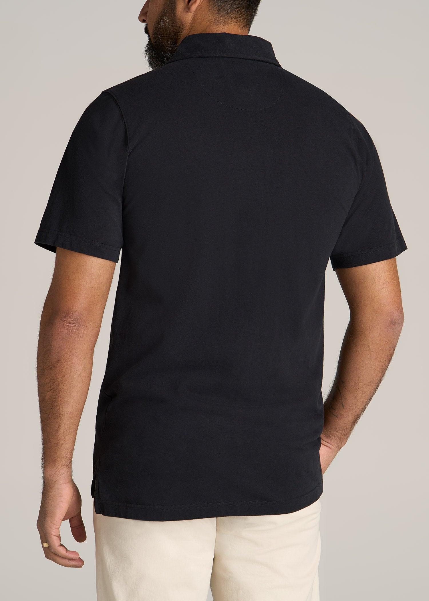 LJ&S Ultra Soft Short Sleeve Cotton Polo for Tall Men in Vintage Black Male Product Image