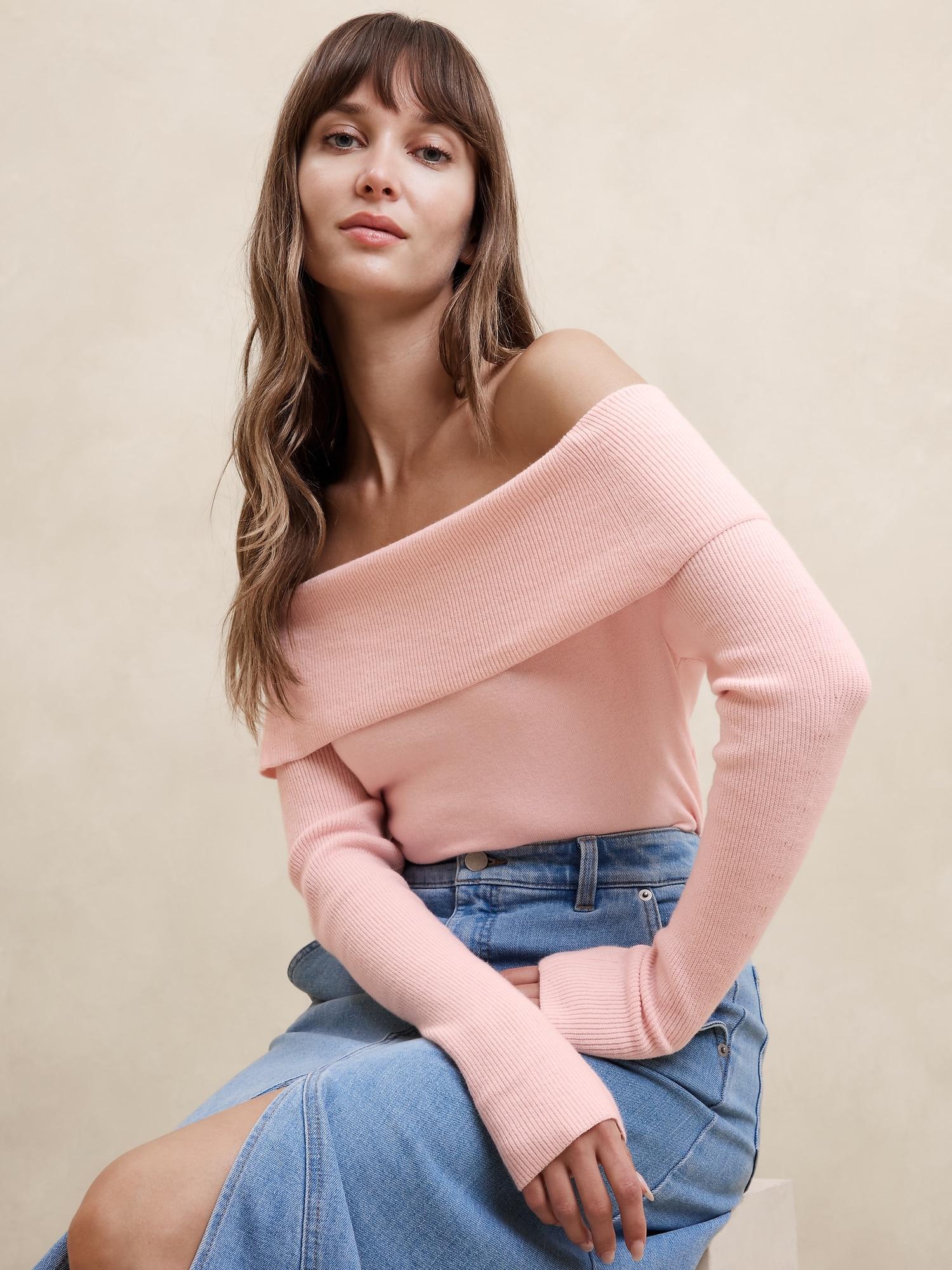 Off -The-Shoulder Pullover Sweater Product Image
