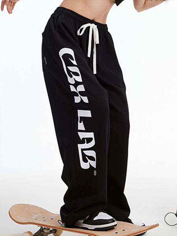 Contrast Color Print Baggy Thin Sweatpants Product Image