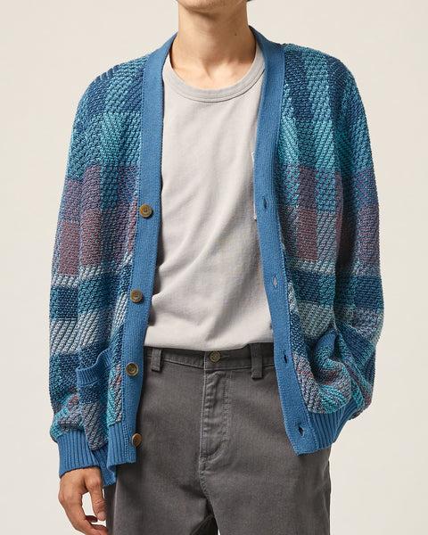 Blow Up Plaid Cardigan - Blue Product Image