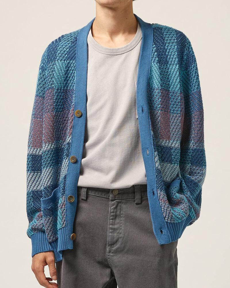 Blow Up Plaid Cardigan - Blue Product Image