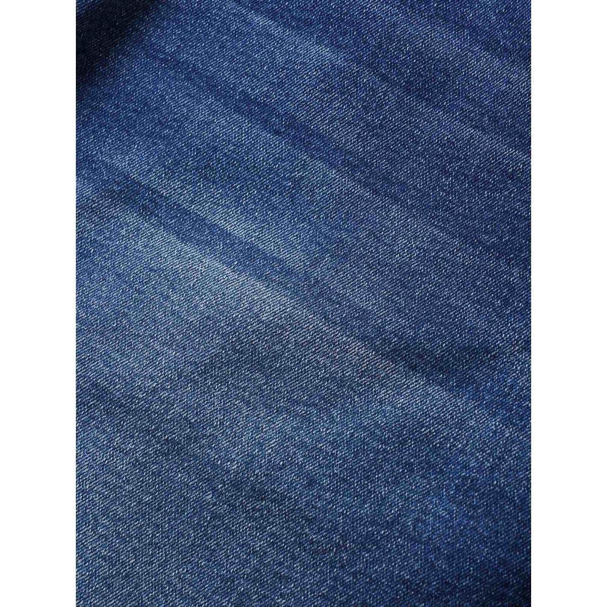 Plus Size Dark Wash Split Back Bodycon Denim Skirt Women Blue Everyday Non Plain High stretch Dark Wash 12/L Slanted pocket Elegant Denim Skirts BloomChic Product Image