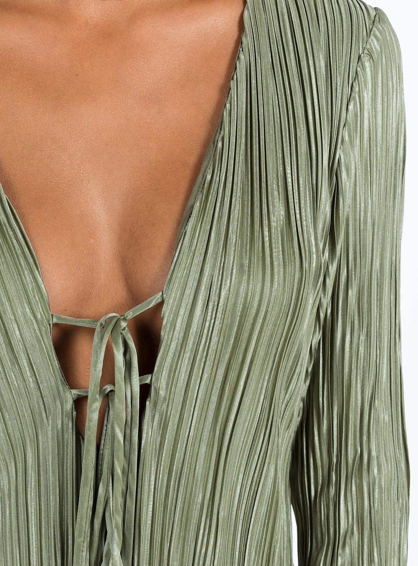 Malop Long Sleeve Mini Dress Sage Product Image