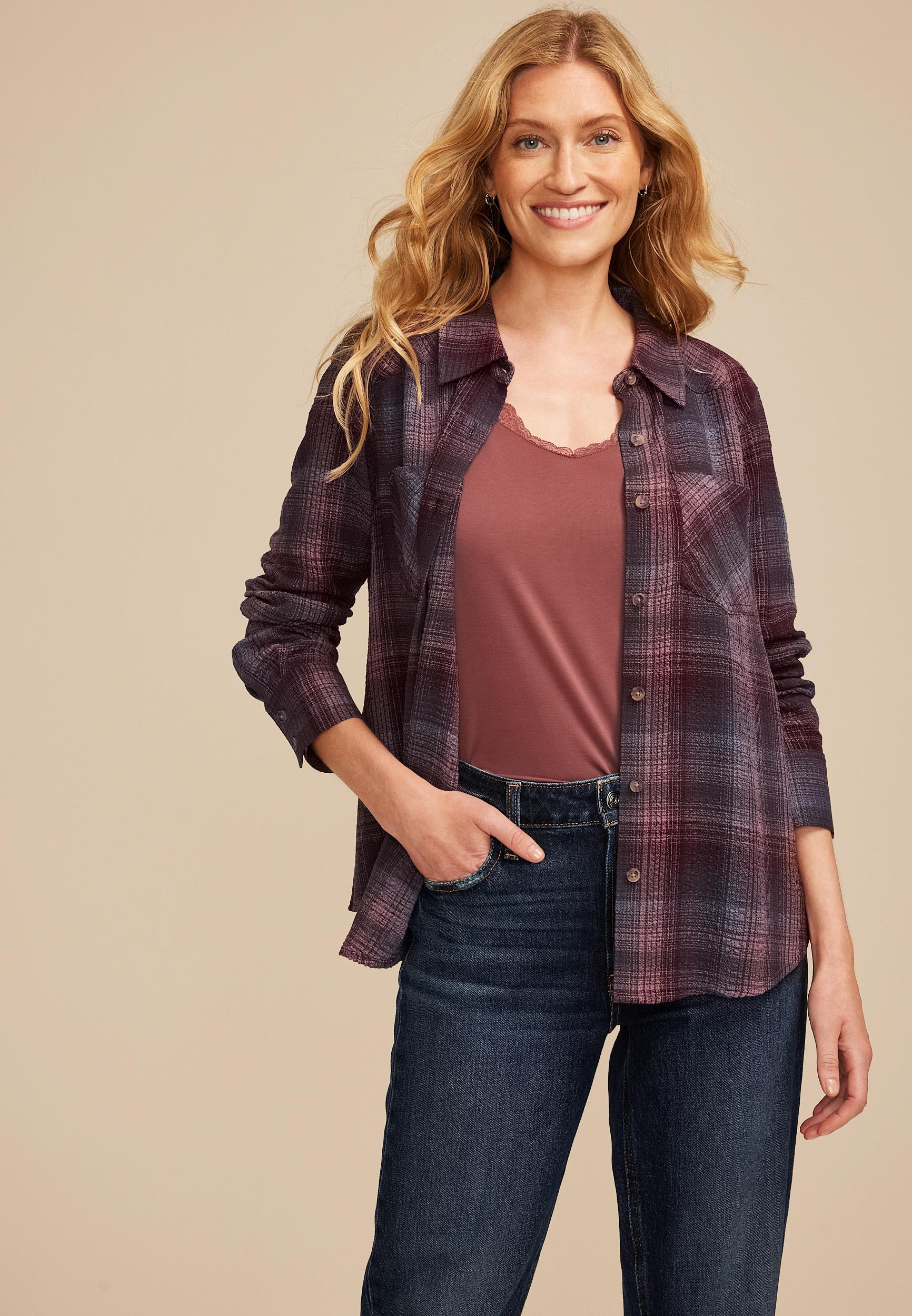Pucker Plaid Button Down Shirt Product Image