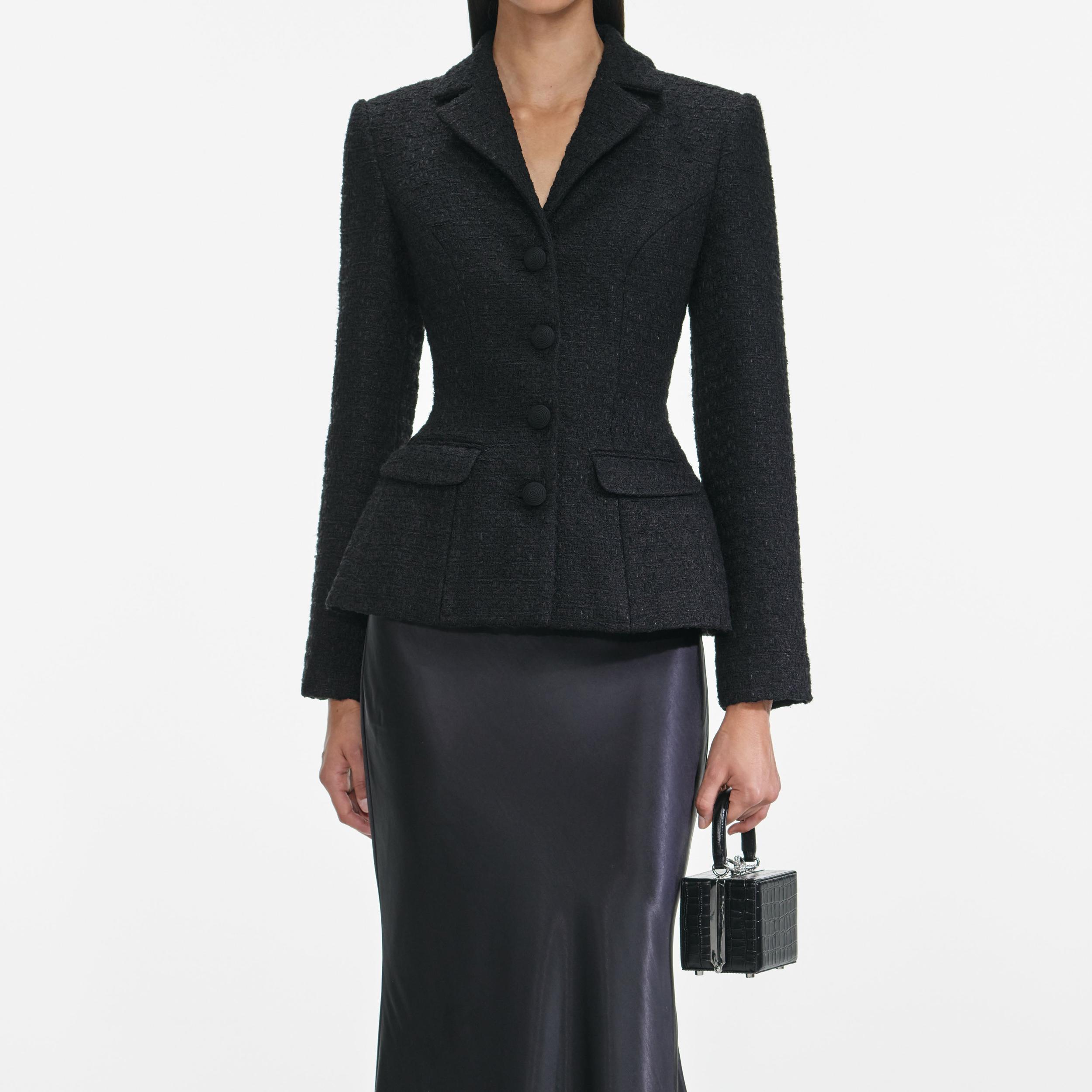 Black Tailored Boucle Maxi Dress Product Image