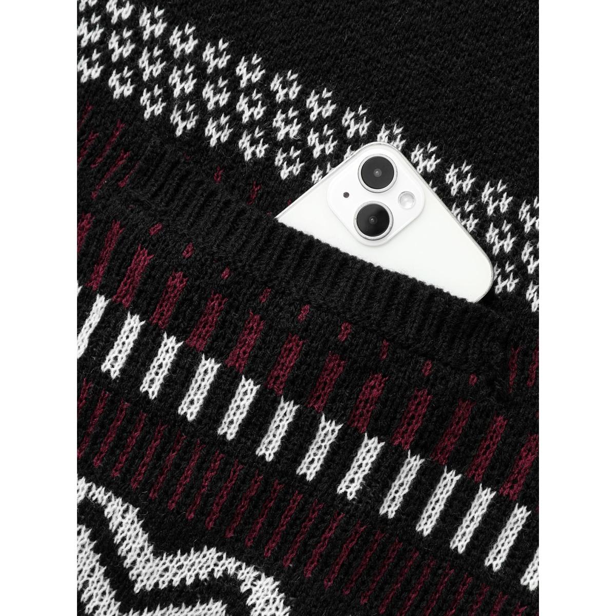 Plus Size Bandana Drop Shoulder Pocket Cardigan Black Women Casual Loose Long Sleeve Everyday Cardigans BloomChic 14-16/1X Product Image