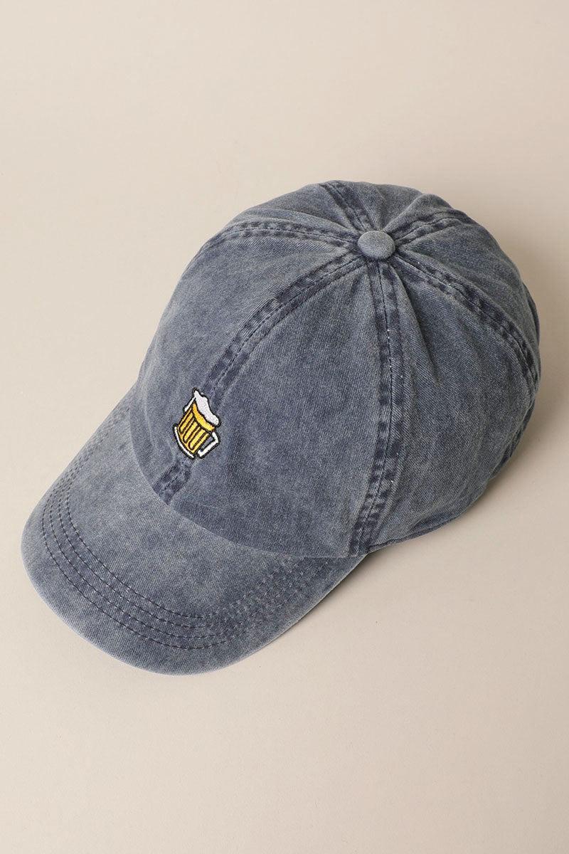 Beer Embroidered Cotton Baseball Cap Product Image