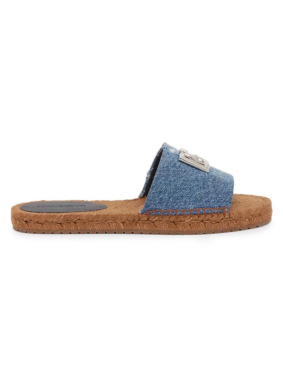 DG Medallion Denim Flat Espadrille Sandals Product Image